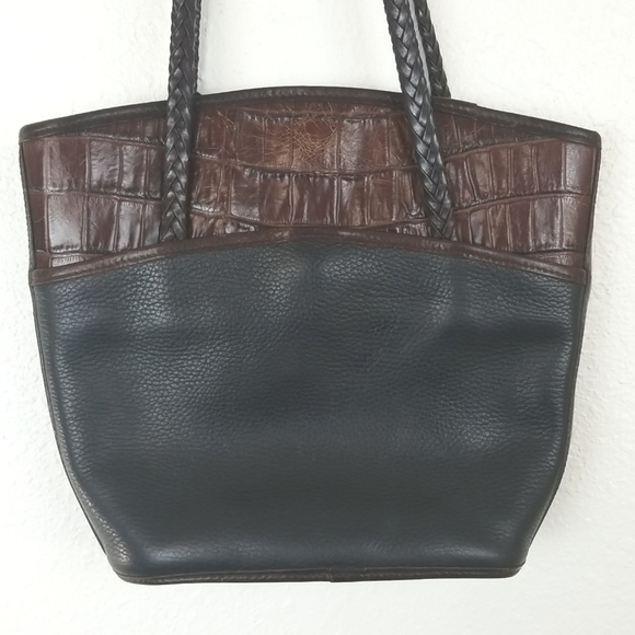 BRIGHTON Pebbled Leather Black & Brown Handbag - Picture 8 of 11